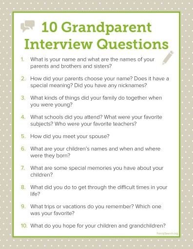 10 Grandparent interview questions Family History Projects, Family Tree Project, Trendy Family, Family History Book, Family Tree Genealogy, Personal History, Family Search, Family Genealogy, History Projects