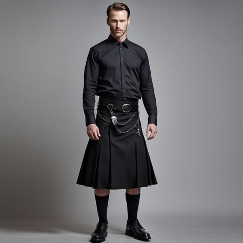 mens slim long black kilt by HV Black Kilt, Men In Kilts, Create Art, Image Generator, Kilt, Social Media Posts, Long Black, Our Wedding, Social Media