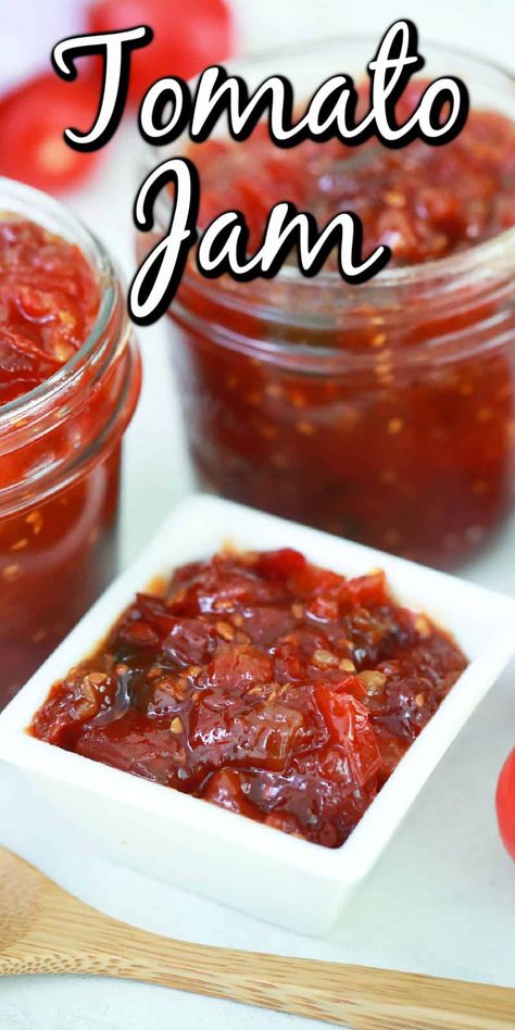 Tomato Jelly, Tomato Jam Recipe, Fresh Tomato Recipes, Canning Jam, Tomato Relish, Tomato Jam, Delicious Appetizer Recipes, Jam And Jelly, Canning Tomatoes