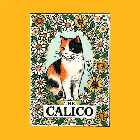 Calico Cat - Calico Cat - T-Shirt | TeePublic Cat Calico, Calico Cats, Cat Vintage, Cat Logo, Calico Cat, Vintage Branding, Cat Illustration, Cat Tshirt, Coco