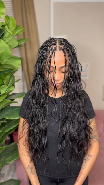 January Calendar is open on Instagram: "We went with extra curls this time 😍❤️‍🔥 This is my client 3rd time getting Ki.Gypsy Knotless! Book under Small Ki.Gypsy + extra curls January calendar is open! Limited availability for that month • • • #njbraider #nycbraider #braidsnj #braidervlog #braidertips #goddessbraids #bohemian #knotlessnyc #newarkbraider #njstylist #knotlesstutorial #knotlessbraids#eastorangebraider #phillybraider #knotlessnj #newjerseybraider #braidertips #braidinspo #bohoknotless #zoekravitzbraids #newjerseybraids #bohobraids" Goddess Braids With Loose Curls, Island Gyal Knotless Braids, Loose Boho Knotless Braids, French Curl Bohemian Braids, Body Wave Knotless Braids, Bohemian French Curl Braids, 20 Inch Braids, Boho Knotless Braids Medium Length, Small Bohemian Braids