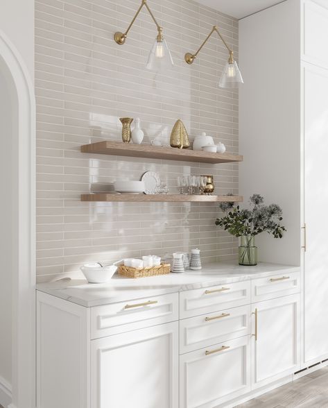 Meet Viva Ceramic Subway Tiles! 🌟 Elevate your space with 12 glossy, vibrant colors available in both flat and subtle 3D “peak” designs, complete with matching pencil trims. Perfect for creating stunning accent walls or backsplashes, mix and match styles, and get creative with your layout—whether vertical, horizontal, or a unique pattern. Swipe through to get to know our NEW collection! 🙌 Wavy Subway Tile Backsplash Kitchen, White Kitchen Glass Backsplash, White Marble Backsplash Kitchen, Backsplash With Marble Countertops, Grey Subway Backsplash, Gray Backsplash White Cabinets, Subway Herringbone Backsplash, Vertical Tile Backsplash Kitchen, Tile Accent Wall Kitchen