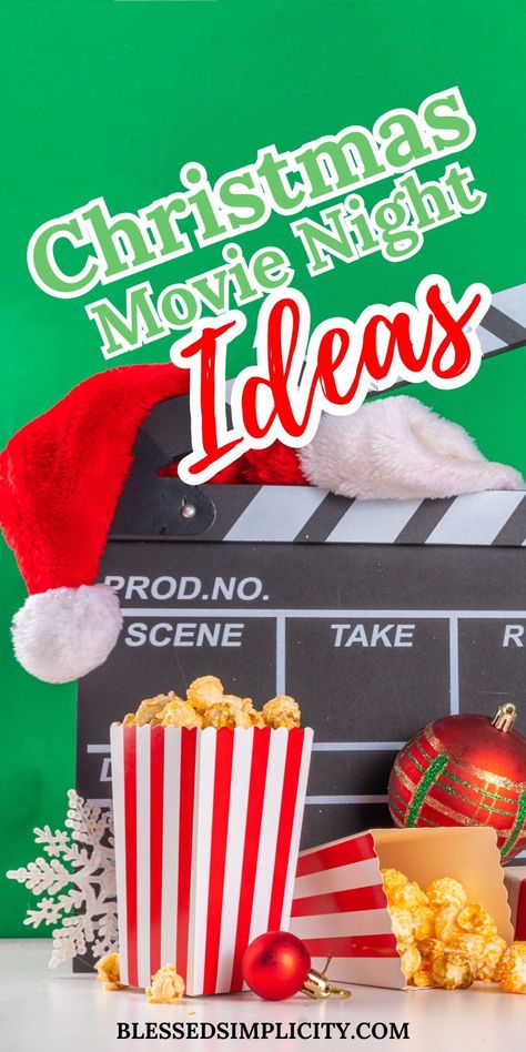 It's time to get your holiday movie night on! From family classics to new favorites, we've got you covered. So grab some popcorn and get ready for a festive evening of fun with your loved ones. | christmas movie night snacks | christmas movie night | Christmas movie night party | Christmas movie night food Christmas Movie Meal Ideas, Christmas Dinner Movie Night, Christmas Themed Movie Night Ideas, Cute Christmas Movie Night Ideas, Girls Christmas Movie Night Ideas, Christmas Movie Themed Party Ideas, Xmas Movie Night, Movie Night Tray Ideas, Toddler Christmas Movie Night