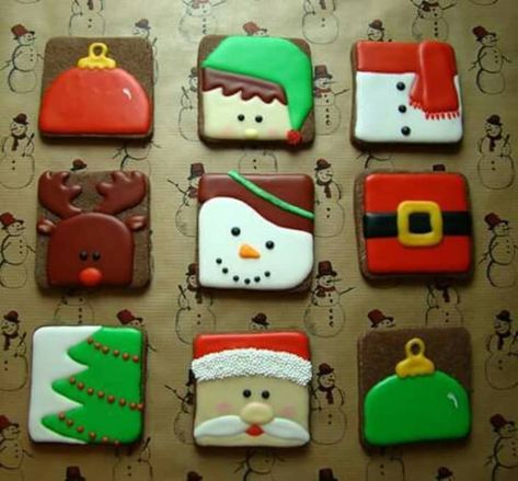 Cookies Pictures, Decorated Christmas Cookies, Christmas Sugar Cookies Decorated, Cookie Pictures, Cute Christmas Cookies, Christmas Squares, Winter Cookie, Baking Cookies, Xmas Cookies