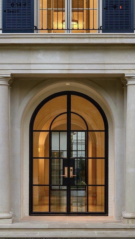 Arched French Doors, French Doors Exterior, Front Entrance, Home Building Design, Barbie Dream House, Design Your Dream House, Dream House Exterior, Window Design, House Designs Exterior