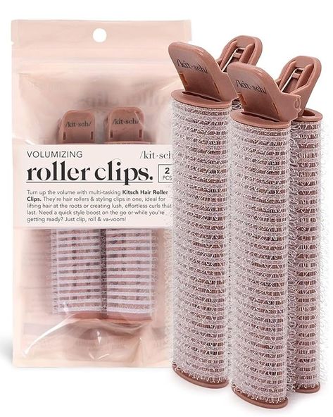 Amazon.com : Kitsch Instant Volumizing Hair Clips for Women - Hair Roller Clips with Roller | Clip for Hair Volume & Curl | Easy to Use Volume Hair Clips for Root Lift of All Hair Type | Curl Clips, 2 Pcs : Beauty & Personal Care Volume Clips For Hair, Hair Clip Volume, Velcro Rollers Bangs, Big Velcro Rollers, Hair Roller Clips, Hair Volume Clips, Volume Curls, Hair Rollers, Volume Hair