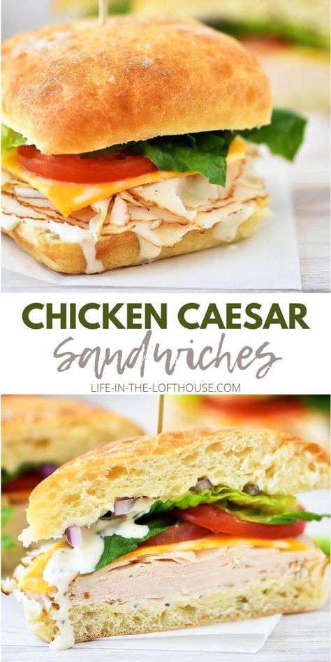 Easy To Go Sandwiches, Deli Sandwich Recipes Cold, Work Meeting Lunch Ideas, Simple Chicken Lunch Ideas, Quick And Easy Lunch Sandwiches, Ciabatta Rolls Recipe Sandwiches, Ciabatta Rolls Sandwiches, Club Sandwich For A Crowd, Ciabatta Roll Sandwiches