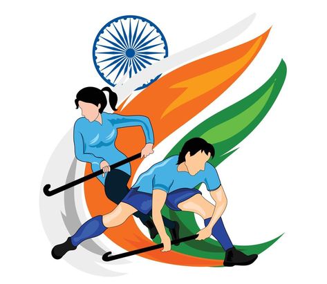 National Sports Day in India poster illustration National Game Of India, Dhyan Chand, National Sports Day, Hockey Posters, Indians Game, India Poster, Indian Legends, National Games, Rajiv Gandhi