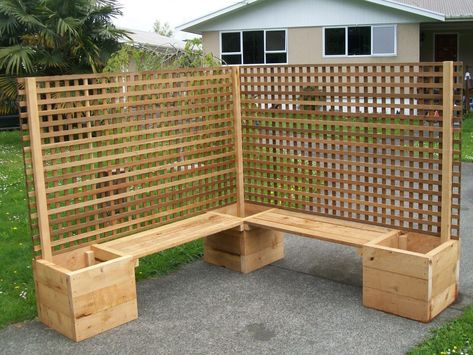 Privacy Planter, Planter Box With Trellis, Apartment Balcony Garden, Fence Planters, Garden Patio Decor, Patio Privacy, Diy Planter Box, Diy Trellis, Backyard Privacy