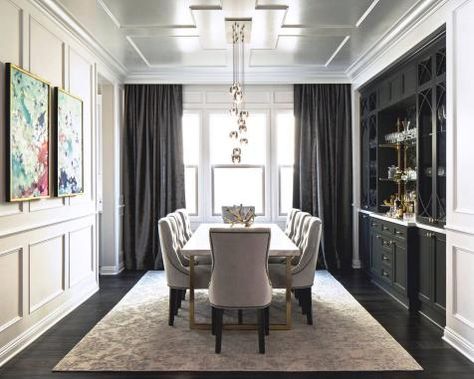 Holiday Dining Room Decor, Holiday Dining Room, Transitional Dining Room, Transitional Dining, Black Dining, Luxury Dining Room, Elegant Dining Room, Transitional House, The Dining Room