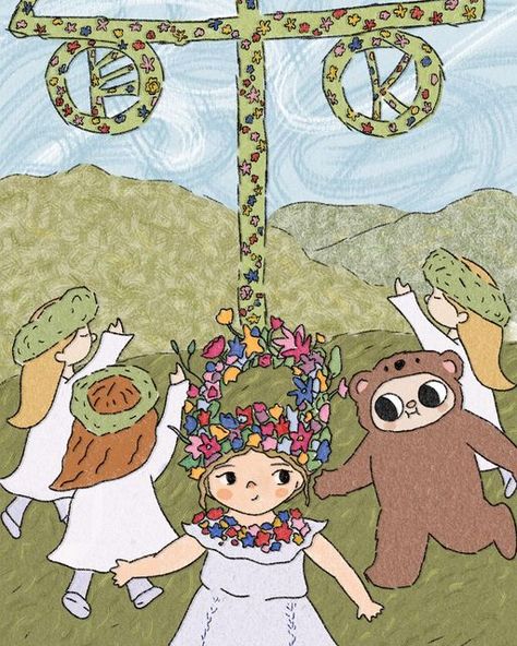 Tiffany Michelle on Instagram: "Midsummer fan art. This movie is not for kids! I just thought it’d be fun to turn a scary movie into a goofy cute art piece. #midsommar #florencepugh #a24 #memeface" Midsommar Bear Scene, Midsommar Fan Art, Meme Faces, Illustration Artists, Scary Movies, Things To Think About, Cute Art, Art Pieces, Zelda Characters