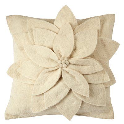 Cream Flower, Wool Textures, Wool Throw Pillows, Wool Pillow, Flower Pillow, Wool Throw, Hand Applique, Cream Flowers, Floral Throw Pillows