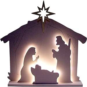 Manger Scene Silhouette, Nativity Scene For Yard, Nativity Scene Silhouette, Exterior Christmas Lights, Christmas Crib Ideas, Nativity Scene Display, Arte Art Deco, Outdoor Nativity Scene, Nativity Silhouette