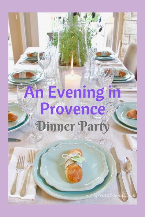 Check out this simple yet elegant dinner party theme including invitation and menu ideas! A perfect dinner for inside or outside dining. Themed Dinner Menu Ideas, Fancy Anniversary Dinner, French Dinner Menu Ideas, Fancy Dinner Decorations Ideas, French Summer Dinner Party, Dinner Party For 8 Menu Ideas, Elegant Luncheon Menu Ideas, Dinner Theme Ideas Party, Seafood Dinner Party Menu Ideas