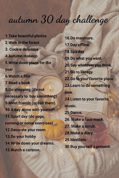 Autumn Glow Up Checklist, Thing To Do In October, Autumnal Things To Do, Fall Challenge Ideas, Autumn List Things To Do, November To Do List 30 Day, Stuff To Do In Autumn, Autumn Wish List, Things To Do This Autumn