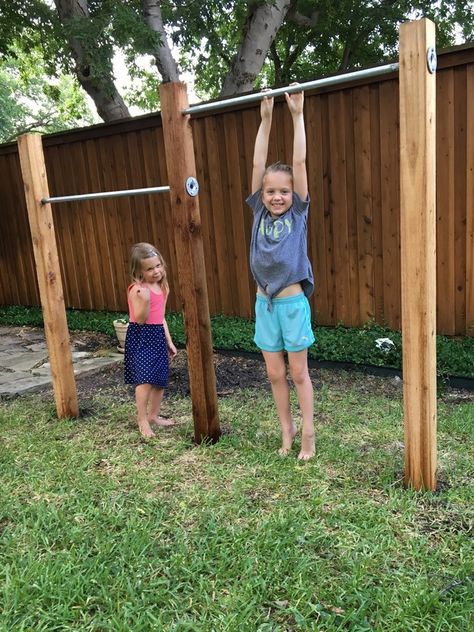 Backyard Gymnastics, Diy Jungle Gym, Diy Gymnastics Bar, Diy Monkey Bars, Backyard Jungle Gym, Backyard Gym, Kids Backyard, Gym Bar, Backyard Design Ideas