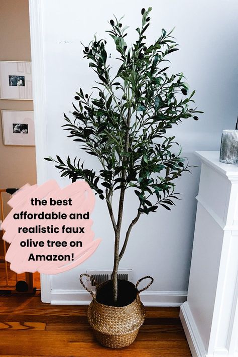 Faux olive tree, basket planter, amazon home decor, amazon finds, modern home decor, organic modern decor, modern farmhouse, transitional farmhouse, fake olive tree, artificial olive tree Best Faux Olive Tree, Transitional Farmhouse Decor, Plants In Baskets, Olive Plant, Neutral Bedroom Decor, Faux Olive Tree, Fake Trees, Living Room Plants, Wood Trunk