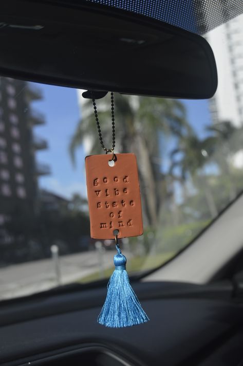 Clay Car Ornament, Clay Car Charms Rear View Mirror, Clay Car Charm, Clay Car Hanging, Polymer Clay Car, Clay Keychain Ideas, Boho Car Decor, Clay Car, Car Hanging Accessories