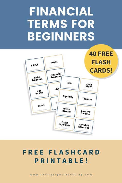 Free flash card printable for financial terms Banking Terminology, Financial Terms, Launch Party Ideas, Words To Know, Accounting Education, Debt Freedom, Accountability Partner, Line Of Credit, 9th Grade