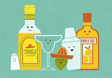 Margarita! Kawaii Pillows, Kawaii Illustration, Paper Lovers, Illustration Food, Food Illustrations, Kitchen Art, Tequila, Food Art, Sale Poster