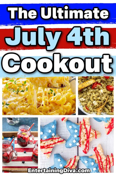 Best 4th of July Menu For a Cookout | Cookout Food July 4th Cookout, Cookout Foods, Cookout Menu, Cookout Recipes, Best Sides, Holiday Recipes Thanksgiving, 4th Of July Bbq, 4th Of July Games, Independence Day Party