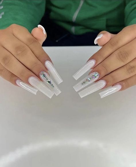 Amazing Nail Art, Inspiration Nails, Tapered Square Nails, White Acrylic Nails, Simple Acrylic Nails, Blush Nails, Long Acrylic Nails Coffin, Acrylic Nails Coffin Pink, Long Square Acrylic Nails