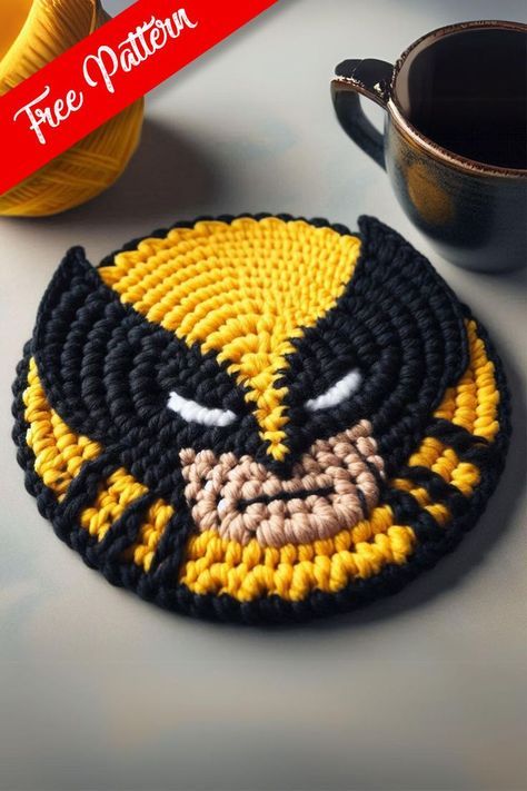 Creating a Wolverine crochet coaster is a fun and unique project for fans of the iconic Marvel character. Marvel Knitting Patterns, Marvel Crochet Ideas, Marvel Diy Crafts, Marvel Coasters, Crochet Marvel, Marvel Crochet, Crochet Cows, Nerdy Crochet, Harry Potter Crochet