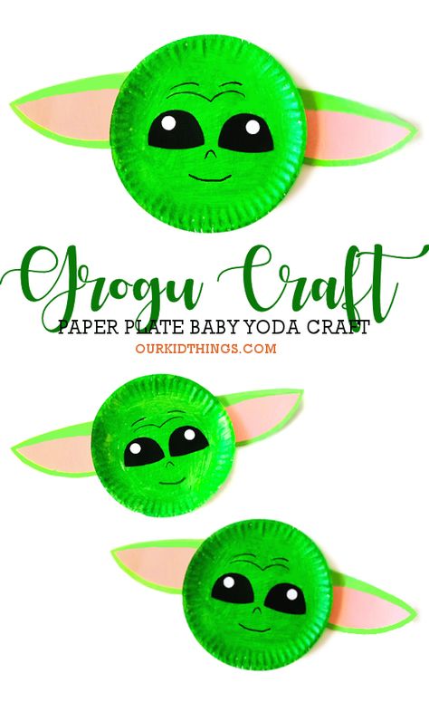 Paper Plate Grogu Craft May 4th Crafts For Kids, Star Wars Preschool Crafts, Star Wars Art Projects, Star Wars Activities For Toddlers, Star Wars Toddler Crafts, Star Wars Kids Activities, Star Wars Arts And Crafts, Yoda Craft Preschool, Star Wars Crafts For Toddlers