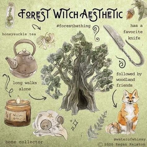 Forest Witch Aesthetic, Whimsy Art, Cottage Witch, Magia Das Ervas, Green Witchcraft, Forest Witch, Postal Vintage, Eclectic Witch, Wiccan Spell Book