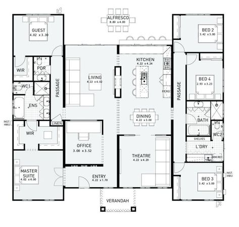 Floor Plan Friday: 6 Bedrooms DBE 3 Bedroom Home Floor Plans, 6 Bedroom House Plans, 5 Bedroom House Plans, Modular Home Floor Plans, Modern House Floor Plans, Modern Floor Plans, 6 Bedroom House, Home Design Floor Plans, House Layout Plans