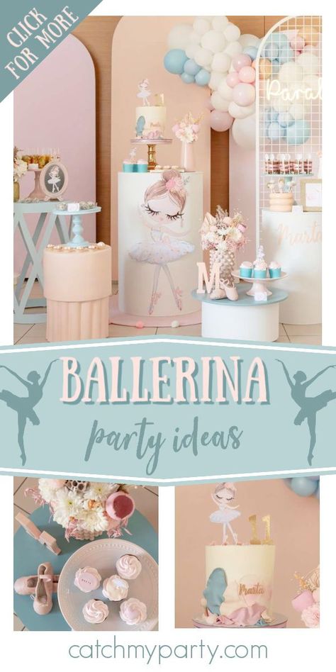 Ballerina 1st Birthday Party Ideas, Princess Ballerina Party, Ballerina Party Activities, Ballet Birthday Party Decorations, Bailarina Birthday Party, Ballerina Decorations Party, Ballerina First Birthday Party, Ballet Themed Birthday Party, Ballerina Birthday Theme