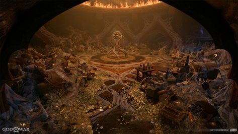 ArtStation - Tyr's Vault - Vault Chambers, Cliff Schonewill Treasure Room, Cave Of Wonders, Old Cartoon Shows, Fantasy Writer, World Tree, Castle Art, Fiction Idea, Scenery Background, It 2017