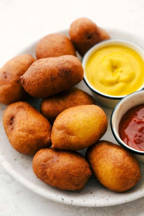 Crispy Cornbread, Homemade Corndogs, Mini Corn Dogs, Corndog Recipe, Homemade Cheese Sauce, The Recipe Critic, Recipe Critic, True Food, Summer Corn Salad