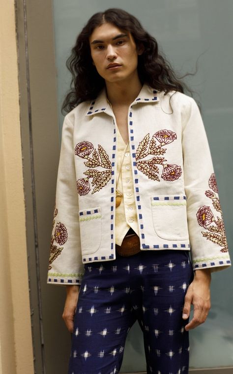 Alix Of Bohemia, Jacket For Spring, Off White Jacket, Fine Embroidery, Estilo Hippy, Structured Jacket, Ecru Color, Linen Jacket, Embroidered Clothes