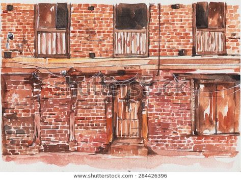 Brick Watercolor, Old Brick Wall, Wall Brick, Brick Background, Brick Walls, Old Wall, Wall Finishes, Watercolor Texture, Brick Wall