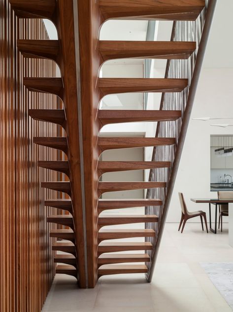 Bar and Game Room by 1100 Architect on 1stdibs Stair Inspiration, Simple Stairs, Staircase Detail, Long Island House, Floor Detail, Cantilever Stairs, Stair Design, Interior Staircase, Glass Stairs