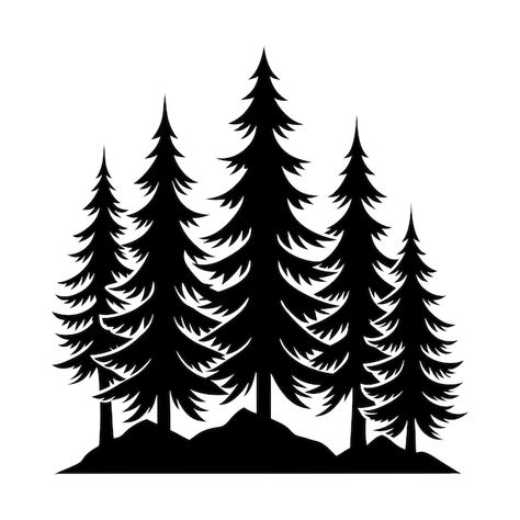 Vector sapin silhouettes vector illustra... | Premium Vector #Freepik #vector #pine-tree #forest-silhouette #forest-trees #forest Forest Tree Silhouette, Tree Outline Silhouettes, Forest Outline, Silhouette Forest, Yule Decor, Pine Tree Silhouette, Tree Outline, Forest Silhouette, Wood Burn Designs