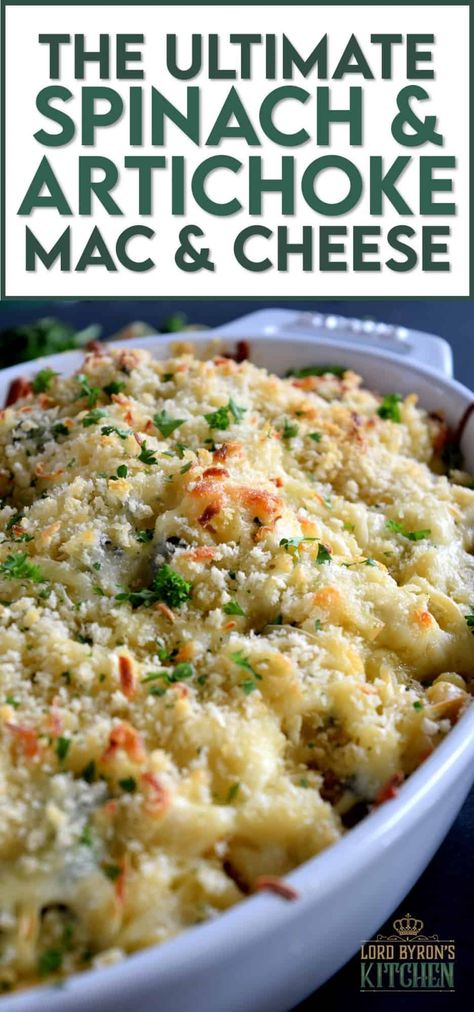 Artichoke Mac And Cheese, Spinach Mac And Cheese, Cheese Ideas, Pasta Spinach, Best Mac And Cheese, Creamy Mac And Cheese, Artichoke Recipes, Noodle Casserole, Lord Byron