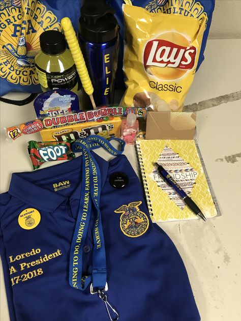 Goody bags for officer retreat Ffa National Convention Packing List, Ffa Games Activities, Ffa Officer Retreat, Ffa Officer Retreat Ideas, Ffa Gift Ideas, Ffa Gifts, Ffa Advisor Gifts Ideas, Ffa Officer Gifts, Ffa Creed