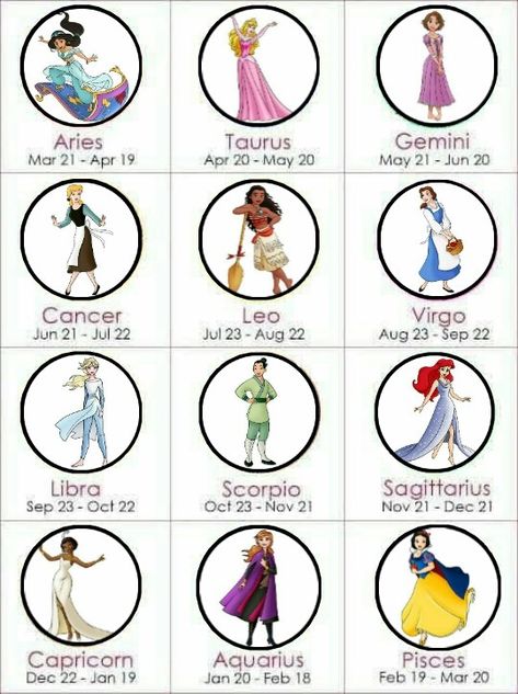 Gemini Princess, Disney Princess Zodiac Signs, Disney Princess Zodiac, Cute Disney Characters, Zodiac Signs Chart, Funny Jokes To Tell, Disney Collage, Signs Funny, Zodiac Stuff