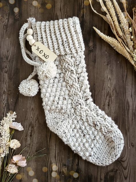 Crochet Stocking Pattern Free, Stocking Crochet Pattern, Christmas Stocking Pattern Free, Berry Stitch, Stocking Pattern Free, Stocking Crochet, Crochet Christmas Stocking Pattern, Crochet Terminology, Gorgeous Farmhouse