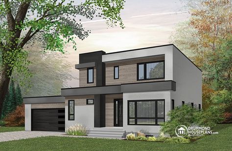 Rumah Minecraft Sederhana, Exterior Houses, Two Story House, Bungalow Exterior, Watercolor Architecture, Zoom Meeting, Modern Style House Plans, Gardens Design, Outdoor Balcony