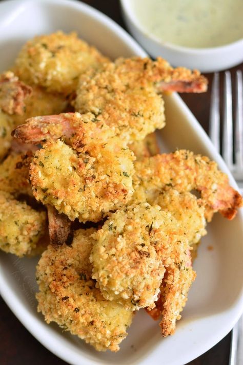 Oven Fried Shrimp, Tasty Oven, Oven Shrimp Recipes, Oven Baked Shrimp, Crunchy Garlic, Garlic Parmesan Shrimp, Baked Shrimp Recipes, Fried Shrimp Recipes, Shrimp Parmesan