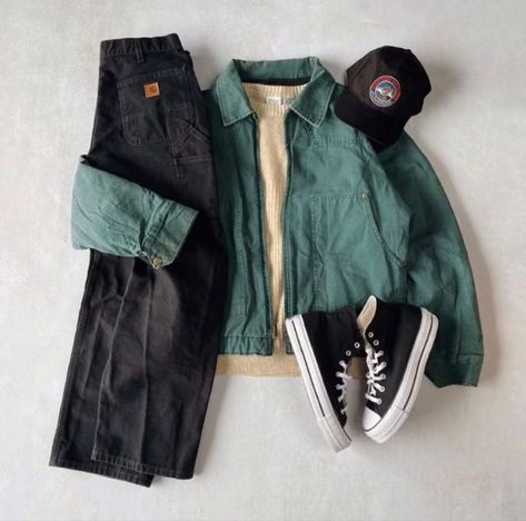 Outfit Ideas With Green Jacket, Mens Vintage Shorts Outfit, Tomboy Fall Outfits, Fall Masc Outfits, Soft Masc Outfits, Masc Outfits, Look Plus Size, Stage Outfit, High Street Fashion