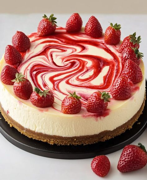 This post may contain affiliate links learn more     If you’re a fan of creamy, rich desserts with a fruity twist, this Strawberry Swirl Cheesecake is going to be your ... Read more Strawberry Swirl Cheesecake Recipe, Italian Cream Puff, Strawberry Swirl Cheesecake, Chocolate Strawberry Cheesecake, Christmas Strawberry, Strawberry Cheesecake Recipe, Swirl Cheesecake, White Chocolate Recipes, White Chocolate Strawberries