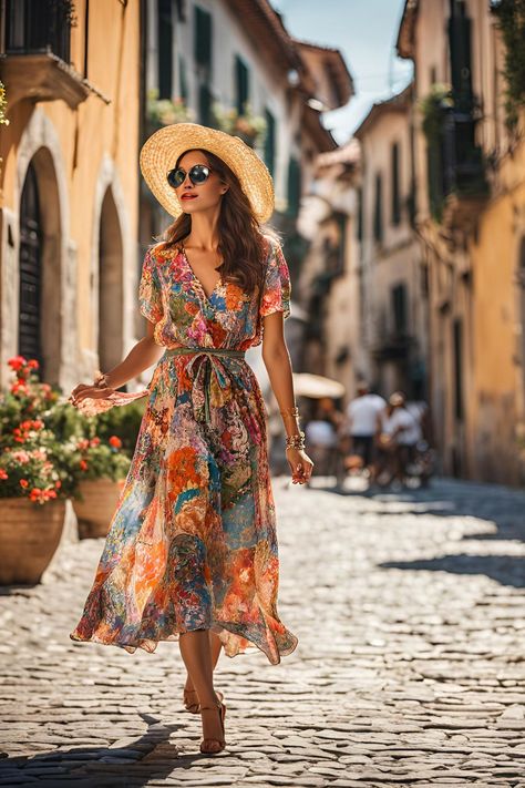 How To Dress Like An Italian Woman In 4 Easy Steps Mediterranean Look Women, Summer In Italy Outfits Aesthetic, Mediterranean Fashion Aesthetic, Italian Woman Aesthetic Outfits, Mediterranean Style Clothes, Italy In June Outfits, Italian Beauty Aesthetic, Venice Italy Outfit Summer, Spring In Italy Outfits