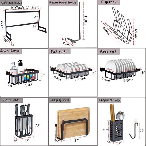 space saving dish drying rack,extra large dish drying rack for countertop,kitchen,adjustable dish drying rack (For sink ≤24.6 inch): Amazon.ca: Home & Kitchen Kitchen Sink Rack, Kitchen Materials, Sink Rack, Laser Cut Panels, Dish Drying Rack, Knife Rack, Messy Kitchen, Square Baskets, Over Sink