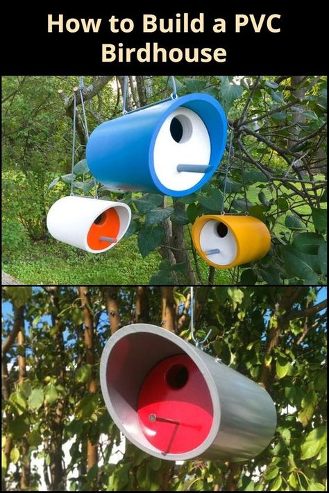 How To Build A Bird House Diy, Gord Bird House Ideas, Bird Boxes Ideas, Diy Bird Feeders Homemade, Pvc Birdhouse, Wood Bird House, Cool Bird Houses, Trail Markers, Diy Wood Planters