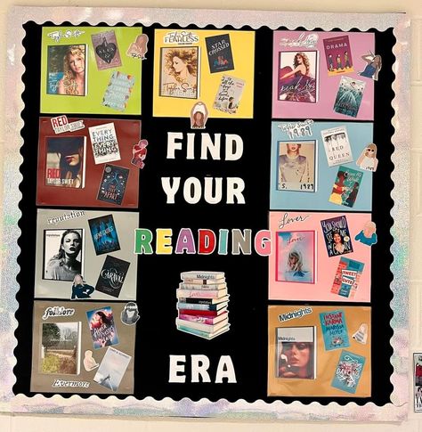 Taylor Swift Book Display, Book Classroom Door Ideas, Taylor Swift Teacher Bulletin Board, Taylor Swift Classroom Ideas, Taylor Swift Classroom Theme, Taylor Swift Classroom Decor, Swiftie Classroom, Taylor Swift Bulletin Board, Taylor Swift Classroom