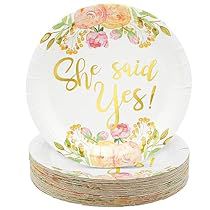 Engagement Party Decorations Diy, Plastic Party Plates, Wedding Slippers, Bachelorette Decorations, Gold Bridal Showers, She Said Yes, Engagement Celebration, Engagement Party Decorations, Wedding Party Supplies